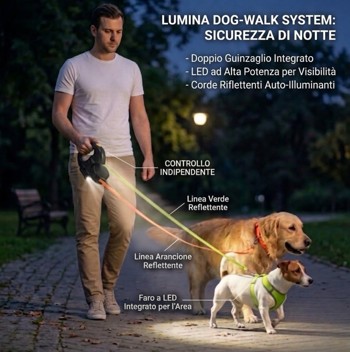 OmniLeash™: Il Guinzaglio 4-in-1 che Rende le Passeggiate Semplici e Sicure